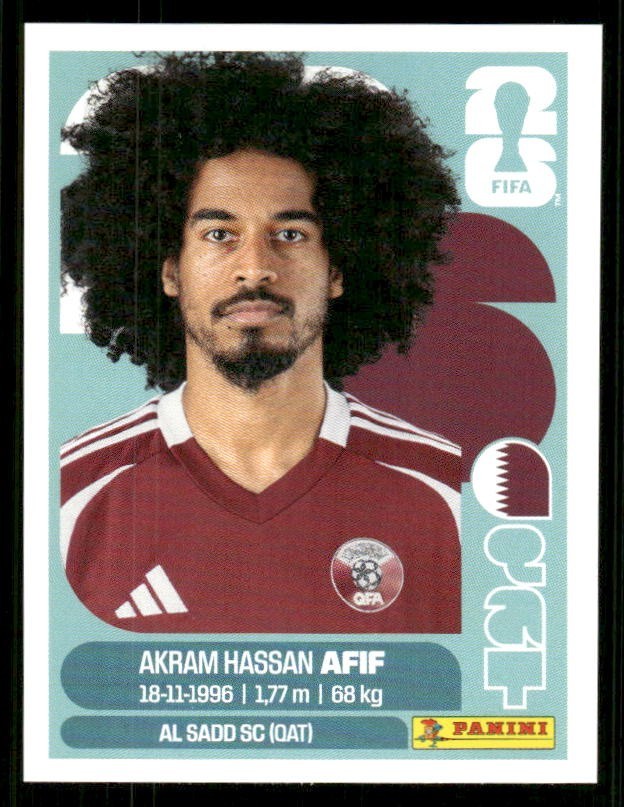 2026 USA Fifa World Cup Panini Sticker AKRAM HASSAN AFIF Qatar QAT18