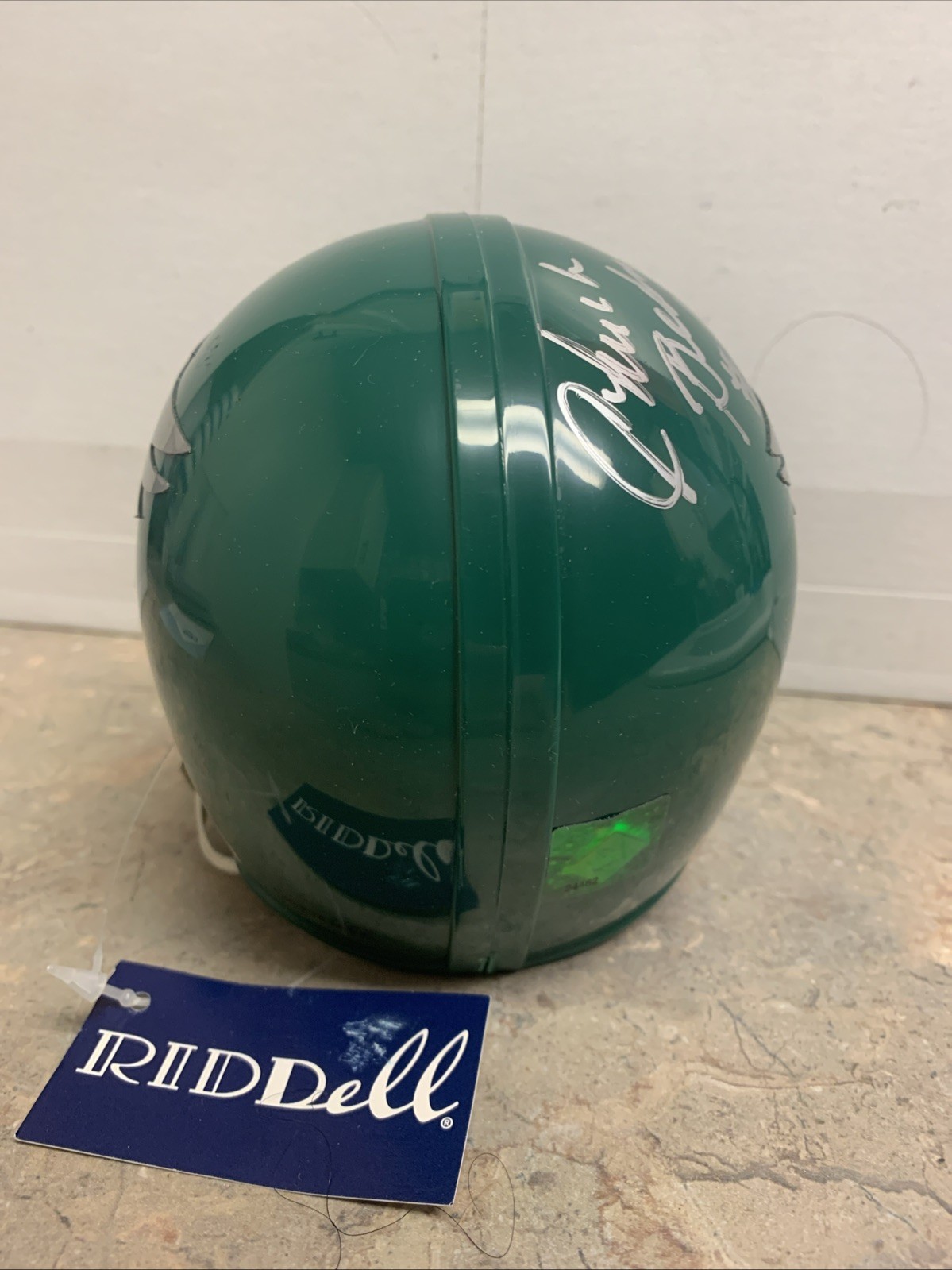 Chuck Bednarik signed Eagles 2-Bar Autograph Riddell Mini Helmet w/ “HOF 67” COA