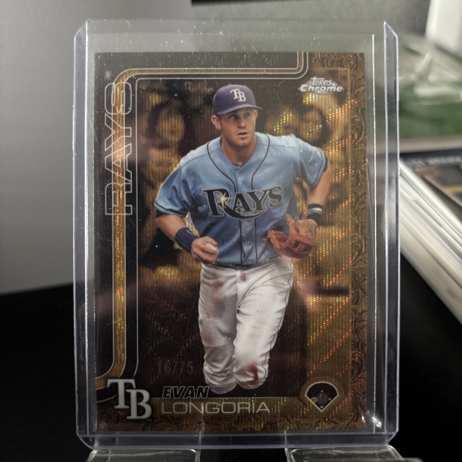 2025 Topps Gilded Collection – Evan Longoria #169 Gold Wave Refractor /75