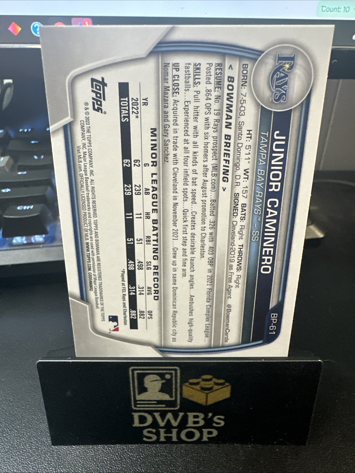 Junior Caminero 2023 Bowman 1st Edition #BPPF-61