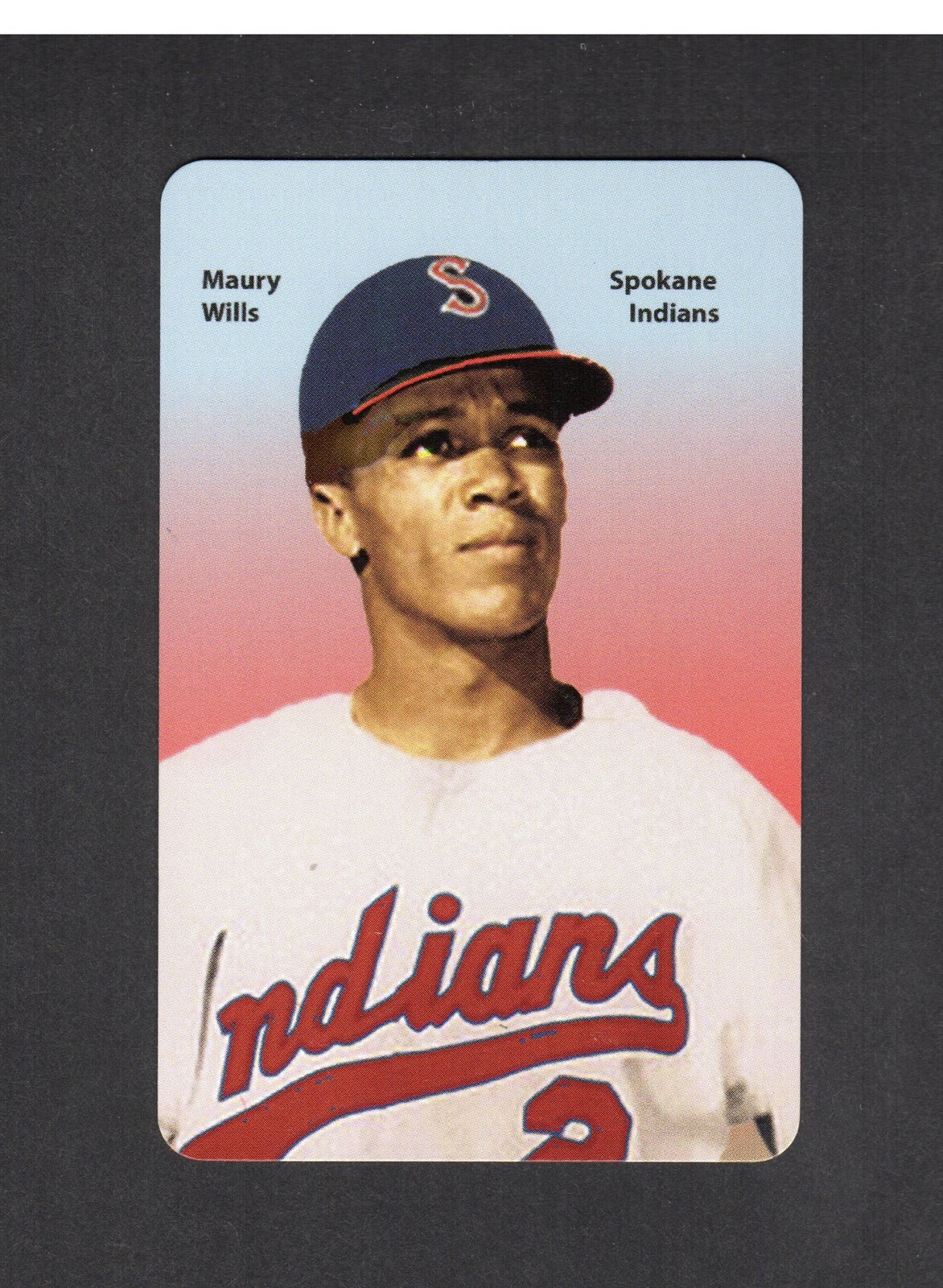 #3 MAURY WILLS, Spokane Indians/PCL ~ FIRST PRINTING color card~Carl Aldana 2019