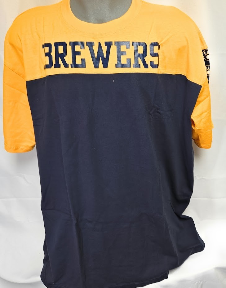 Mens MLB Fanatics Milwaukee Brewers Navy Blue Big & Tall Baseball Tee Shirt