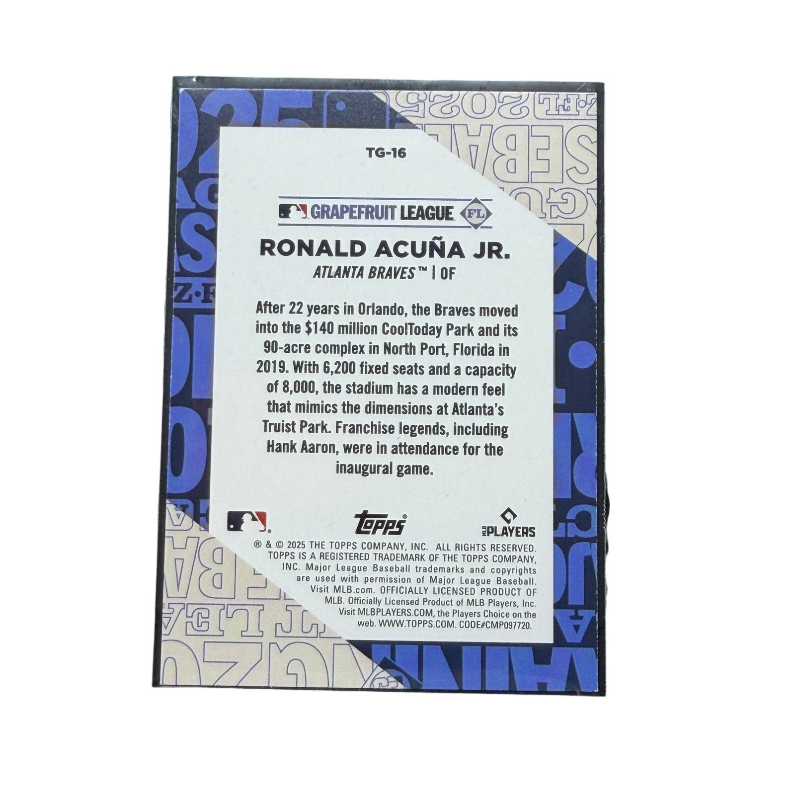 Ronald Acuna Jr. 2025 Topps Grapefruit League #TG-16 Atlanta Braves