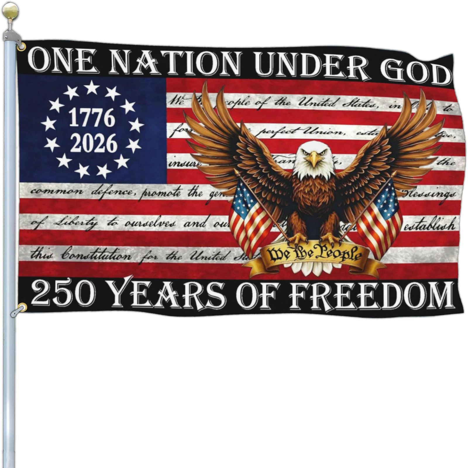 Cuiliqun 250th Anniversary USA Flag 250 Year American One Size, Black