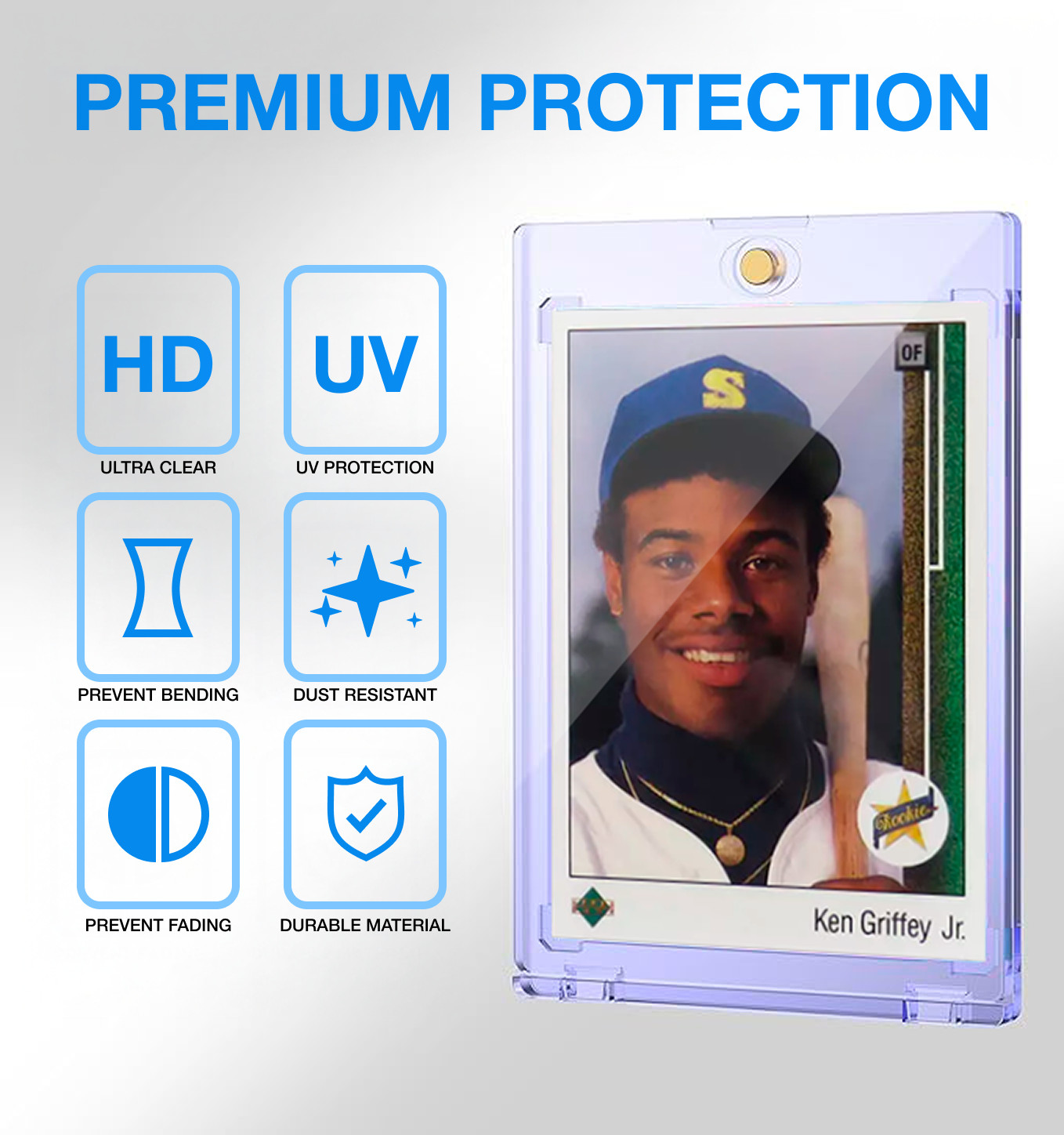 100 Pack Magnetic Trading Sports Card Holders 75pt One-Touch Hard UV Protection