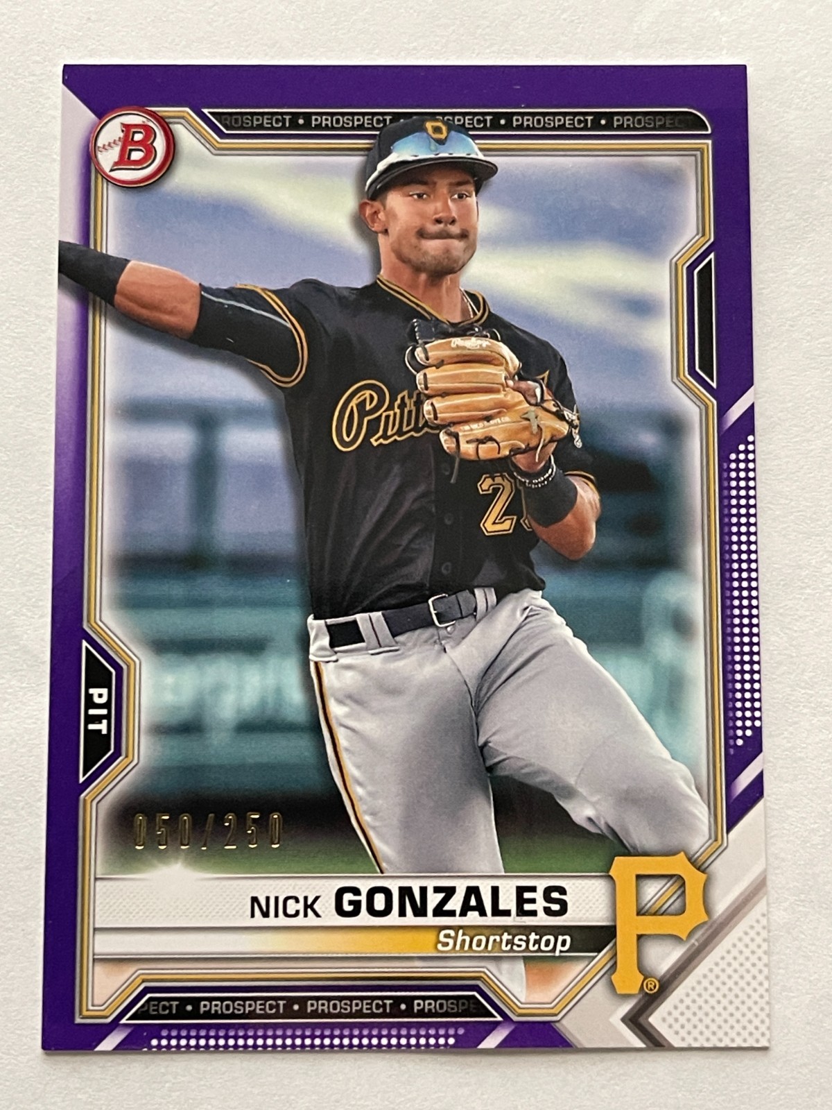 2021 Bowman Prospect Paper Purple Parallel Nick Gonzales #BP-34 050/250! Pirates