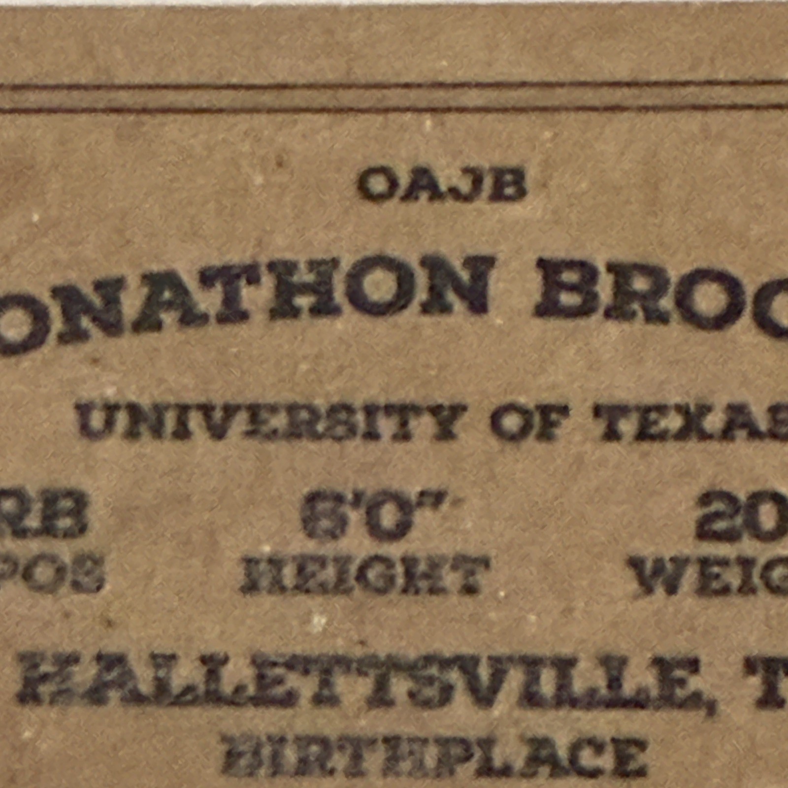 JONATHON BROOKS Auto 2023 Onyx Vintage Football #OAJB Blue Autograph Texas