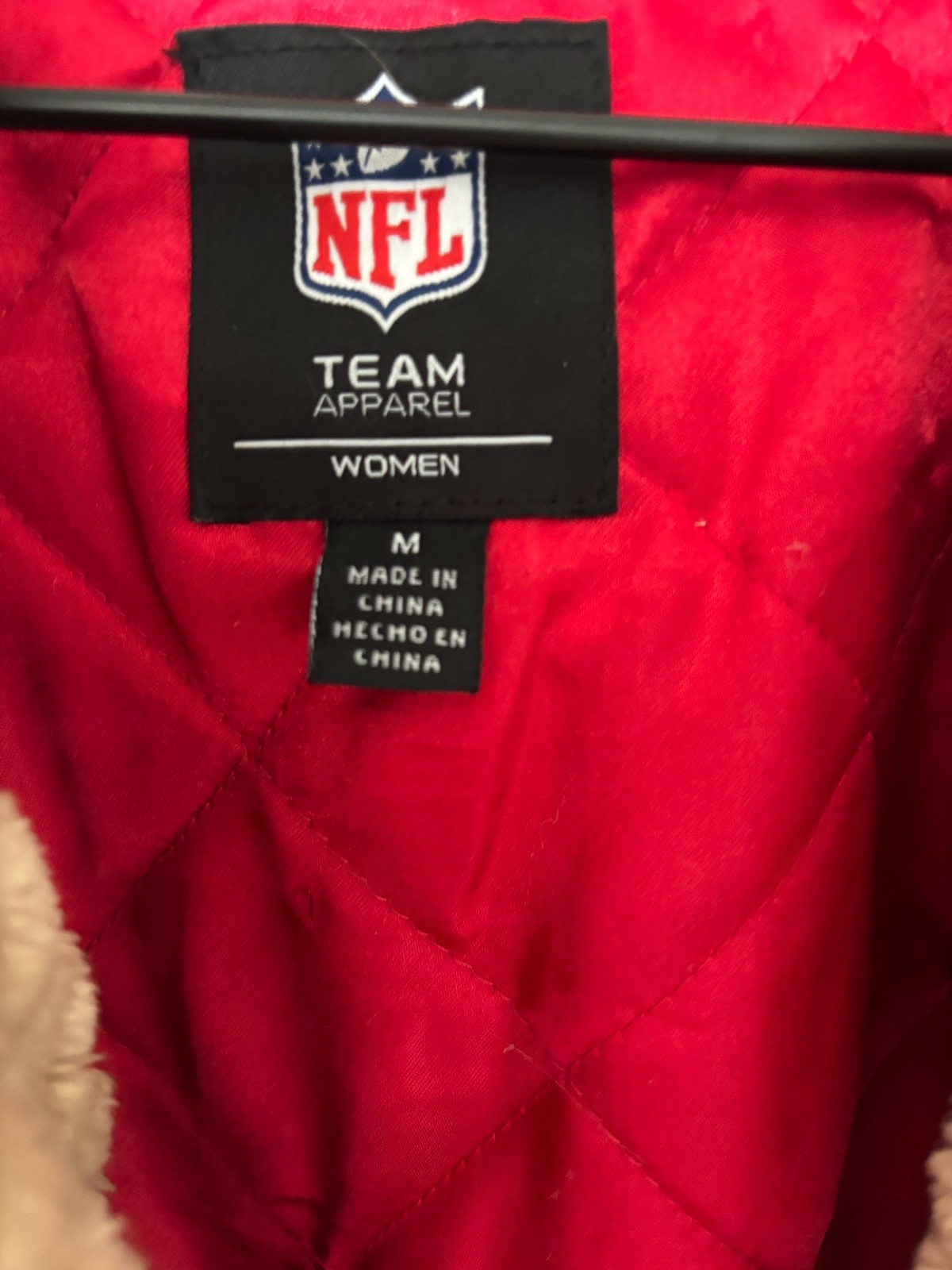 NFL Kansas City Chiefs Women’s Sherpa Jacket Coat Medium M Snap Front Red Tan