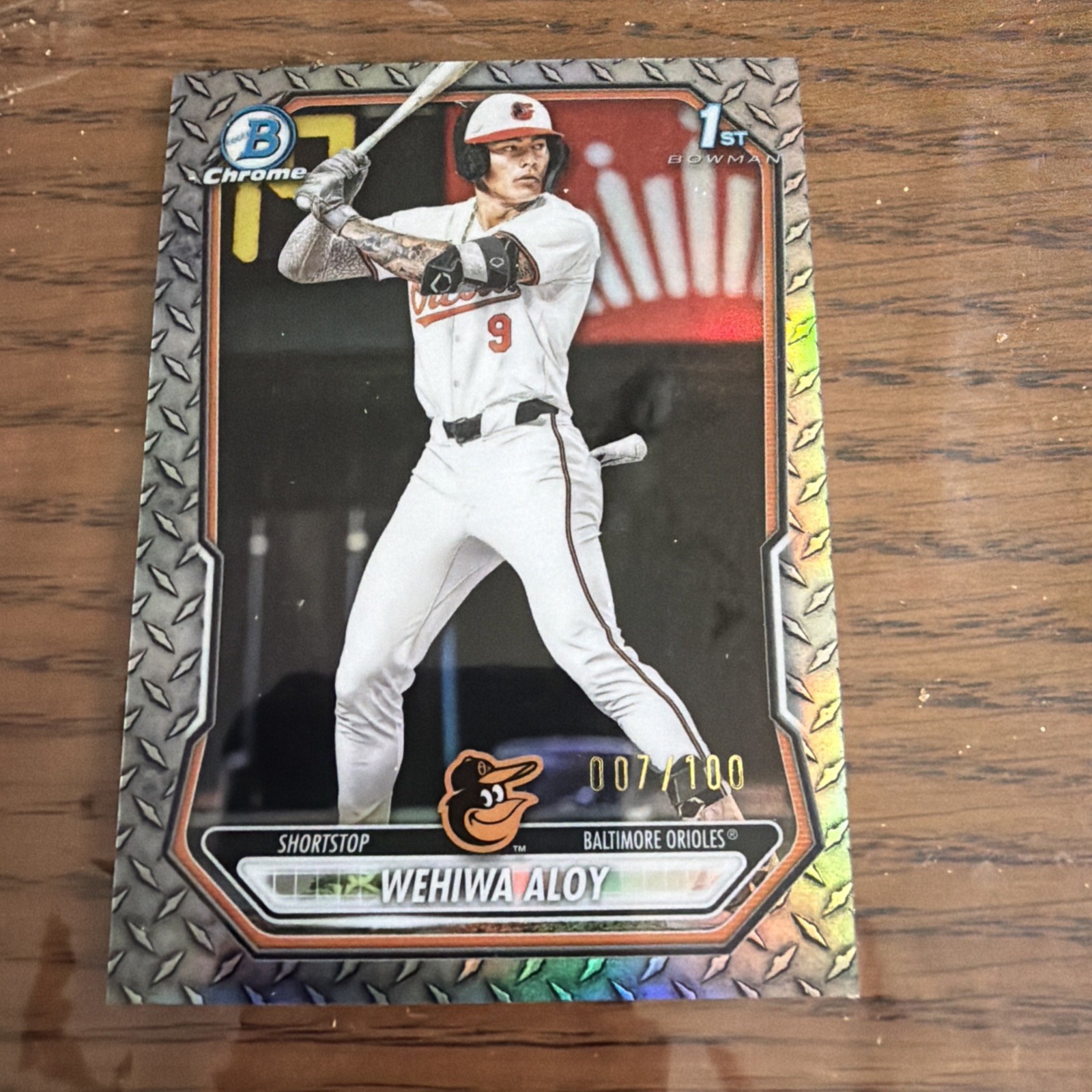 Wehiwa Aloy 2026 Bowman. Steel Metal Refractor /100, #BCP-135. Baltimore Orioles