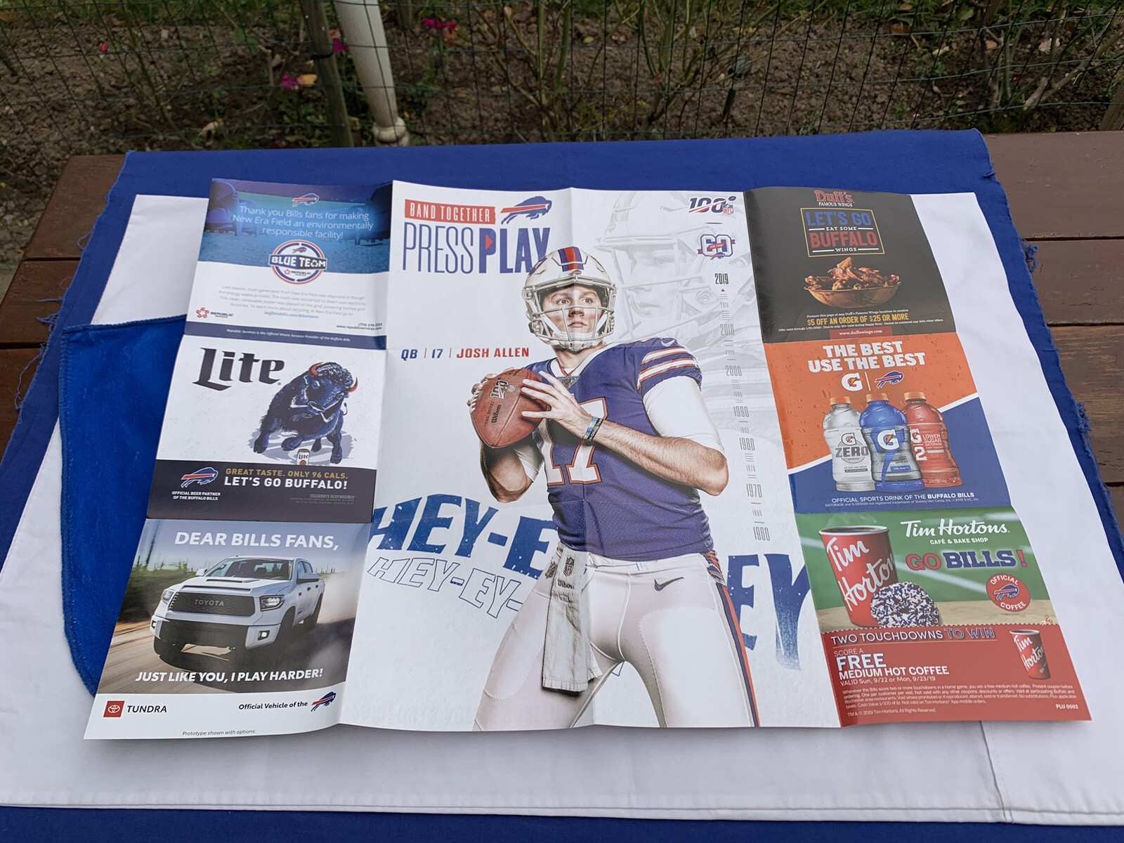 Sept 22 2019 Buffalo Bills Cincinnati Bengals Game Day Program 60 Year Towel MVP