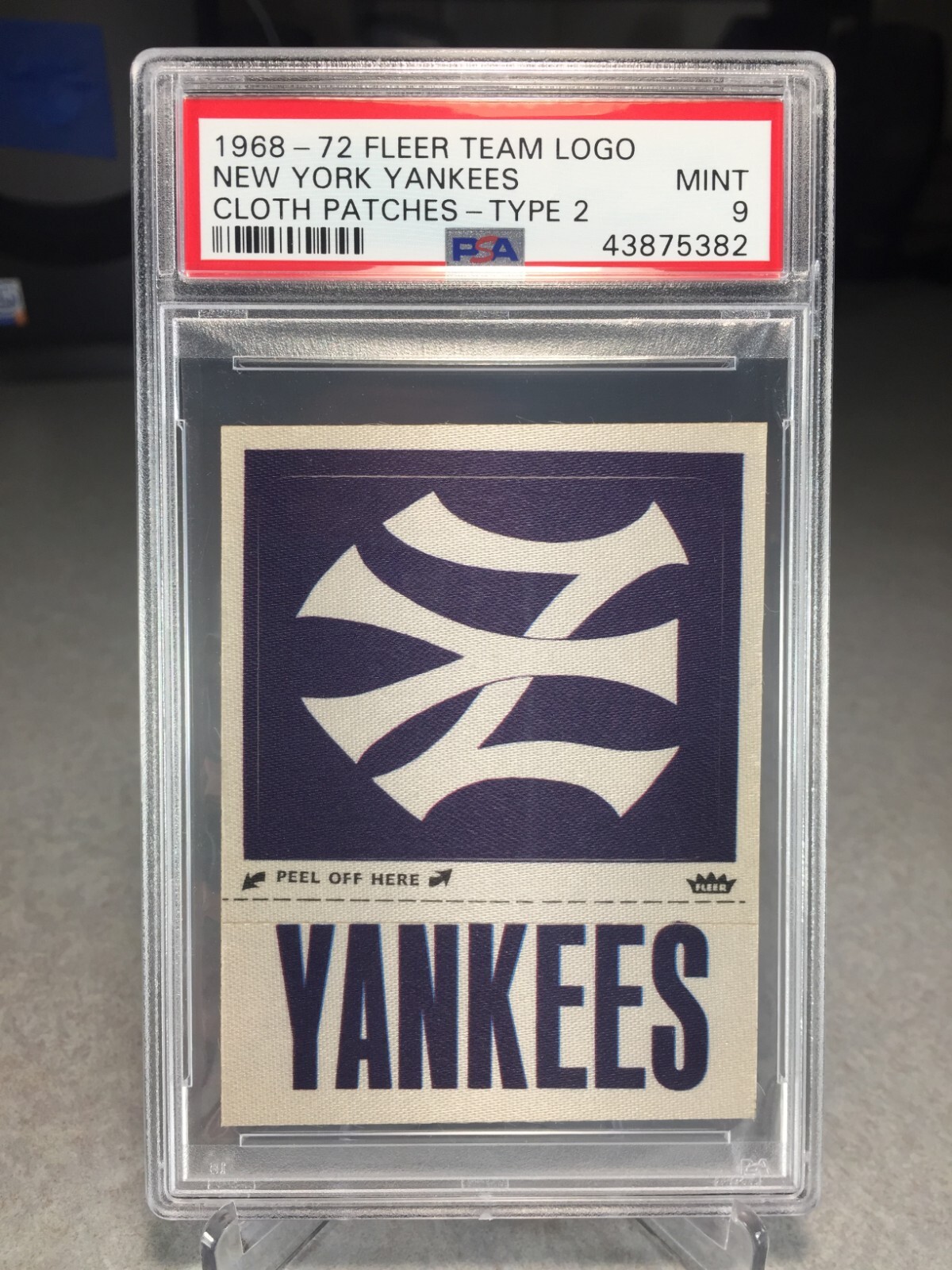 1968-72 Fleer Cloth Sticker New York Yankees – PSA 9 POP 2 (none graded higher)