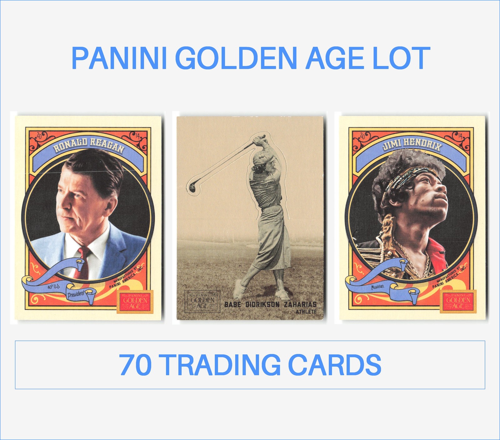 Panini Golden Age Lot 70 Trading Cards – 2012, 2014, Golf, Pop Culture, Politics