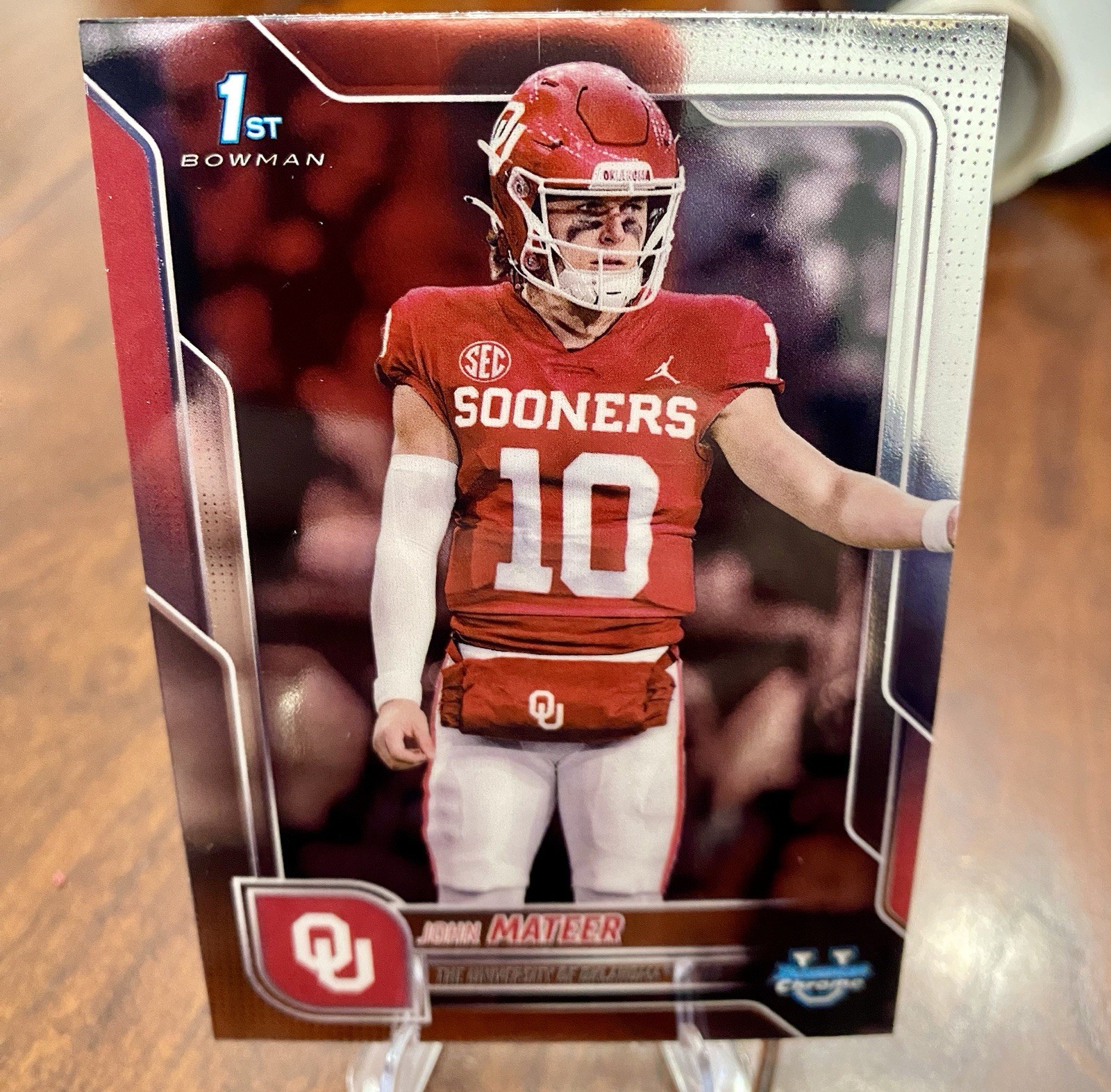 2025 Bowman Chrome U John Mateer #1 1st Bowman Base – Oklahoma Sooners