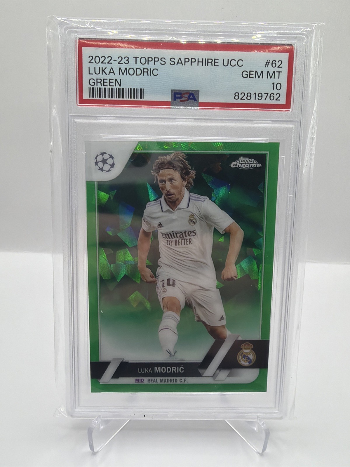 2022-23 TOPPS Chrome Sapphire Luka Modric PSA 10 Green /70