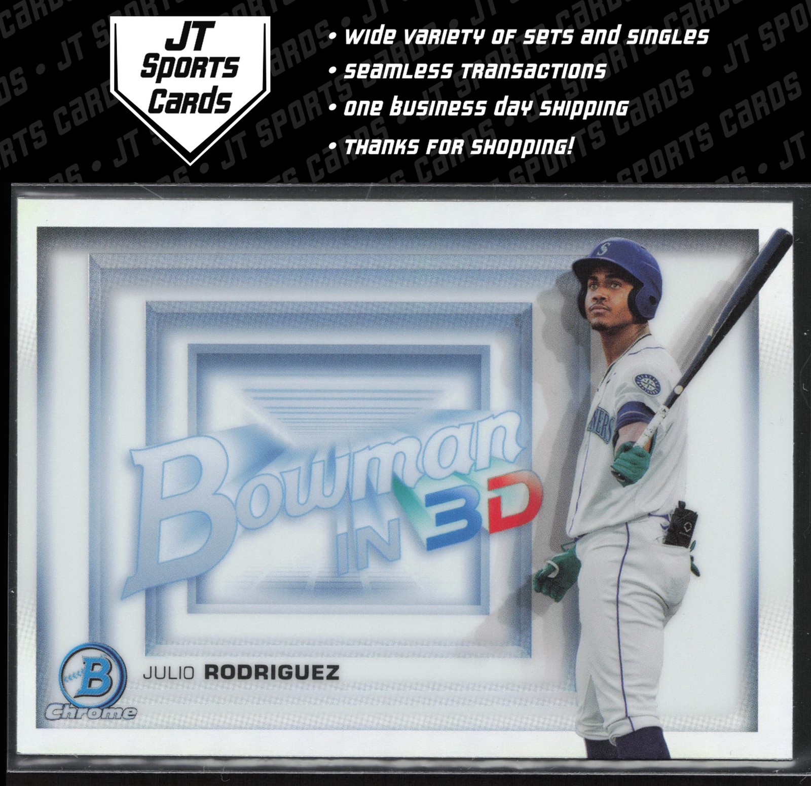 2022 Bowman Julio Rodriguez B3D-16 Bowman in 3D Seattle Mariners