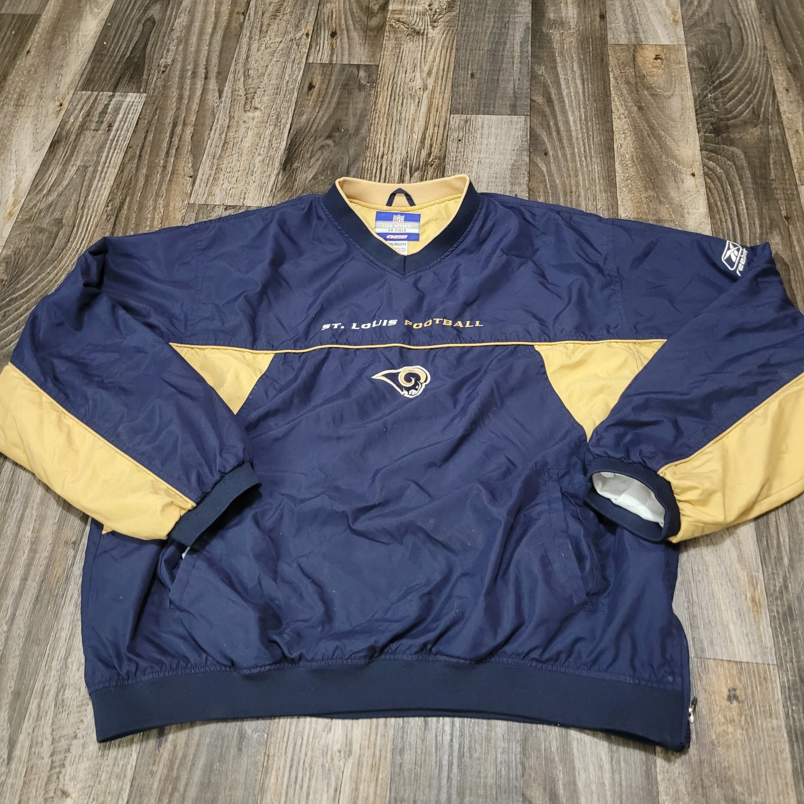 Vintage Reebok St Louis Rams On Field Pullover Windbreaker Size 2XL