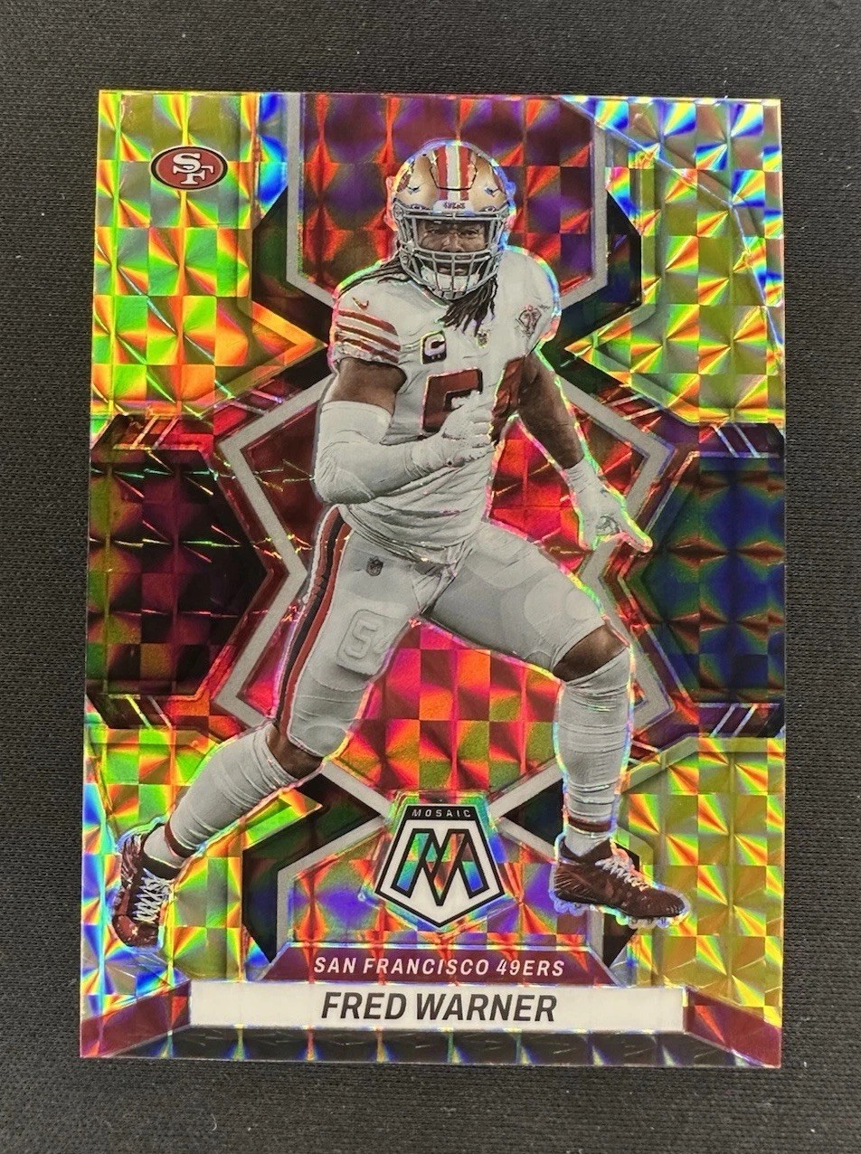 2022 Panini Mosaic – Fred Warner #222 Choice Black Gold Prizm /8 49ers SSP