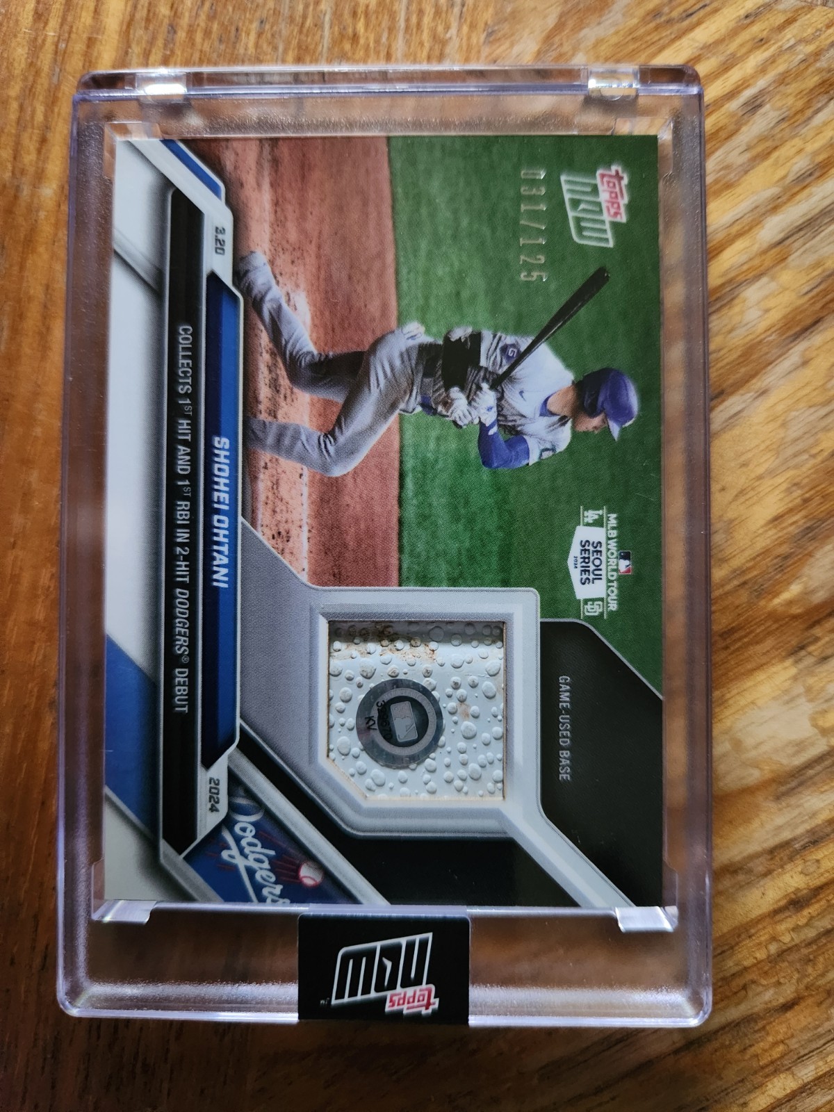 2024Topps Now Shohei Ohtani Card # 1 Dodgers Debut Collects 2 Hits Seoul 31/125