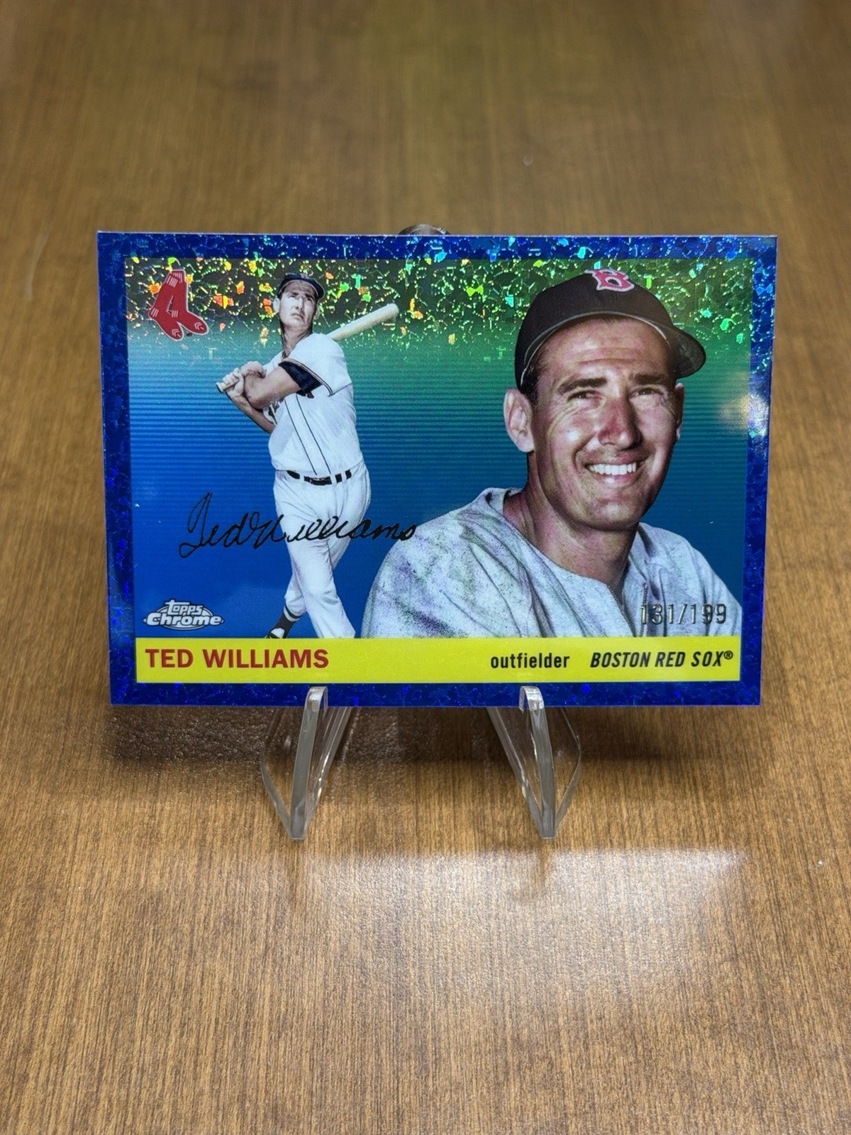 2025 Topps Chrome Platinum Anniversary Ted Williams Blue Mini Diamond /199