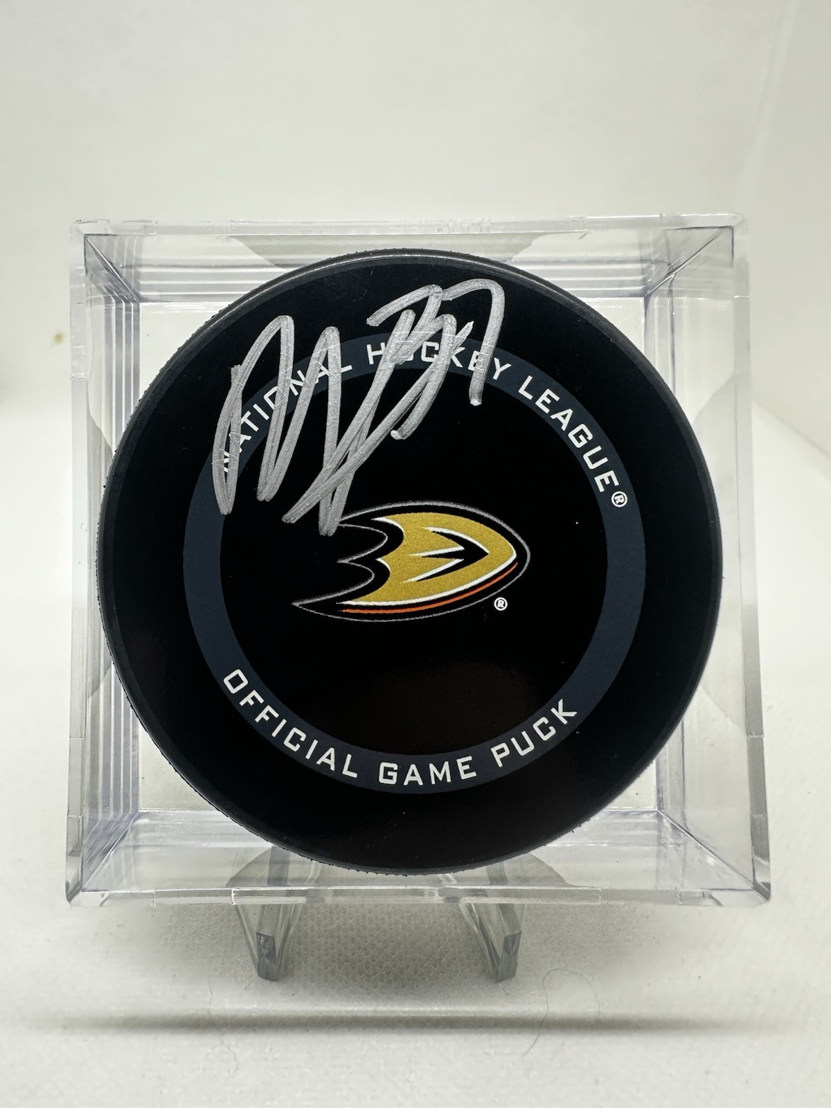Mason McTavish Signed Autograph NHL Official Game Puck Anaheim Ducks Blues