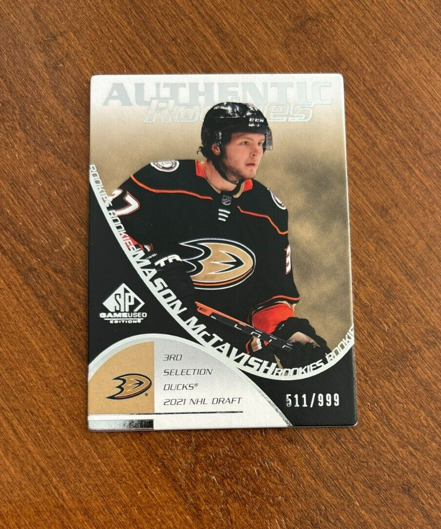 Mason McTavish 2021-22 SP Game Used Authentic Rookie RC-3 Anaheim Ducks /999 RC