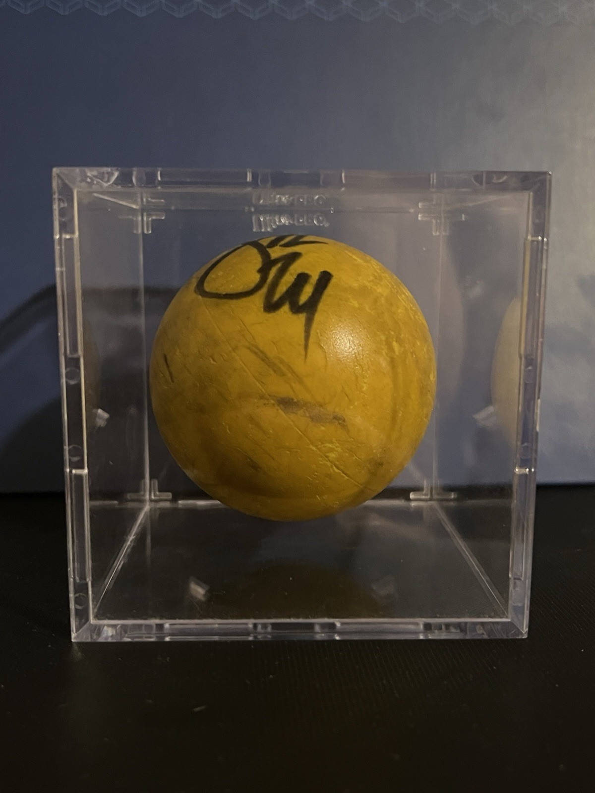 John Grant Jr Autographed Yellow Lacrosse Ball Signed Lax Legend W/ Display Case