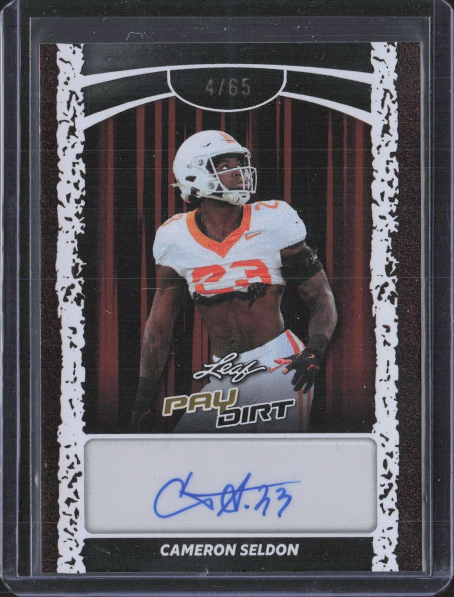 2026 Leaf Pay Dirt Orange Auto 4/65 #BA-CS1 Cameron Seldon – Tennessee – MINT