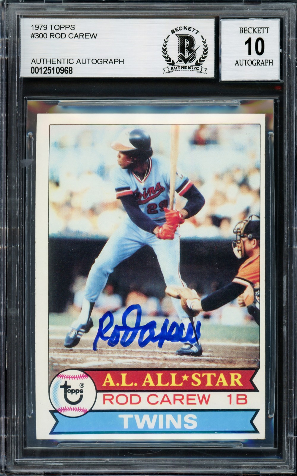 Rod Carew Signed 1979 Topps Card 300 Minnesota Twins Auto GM 10 Beckett