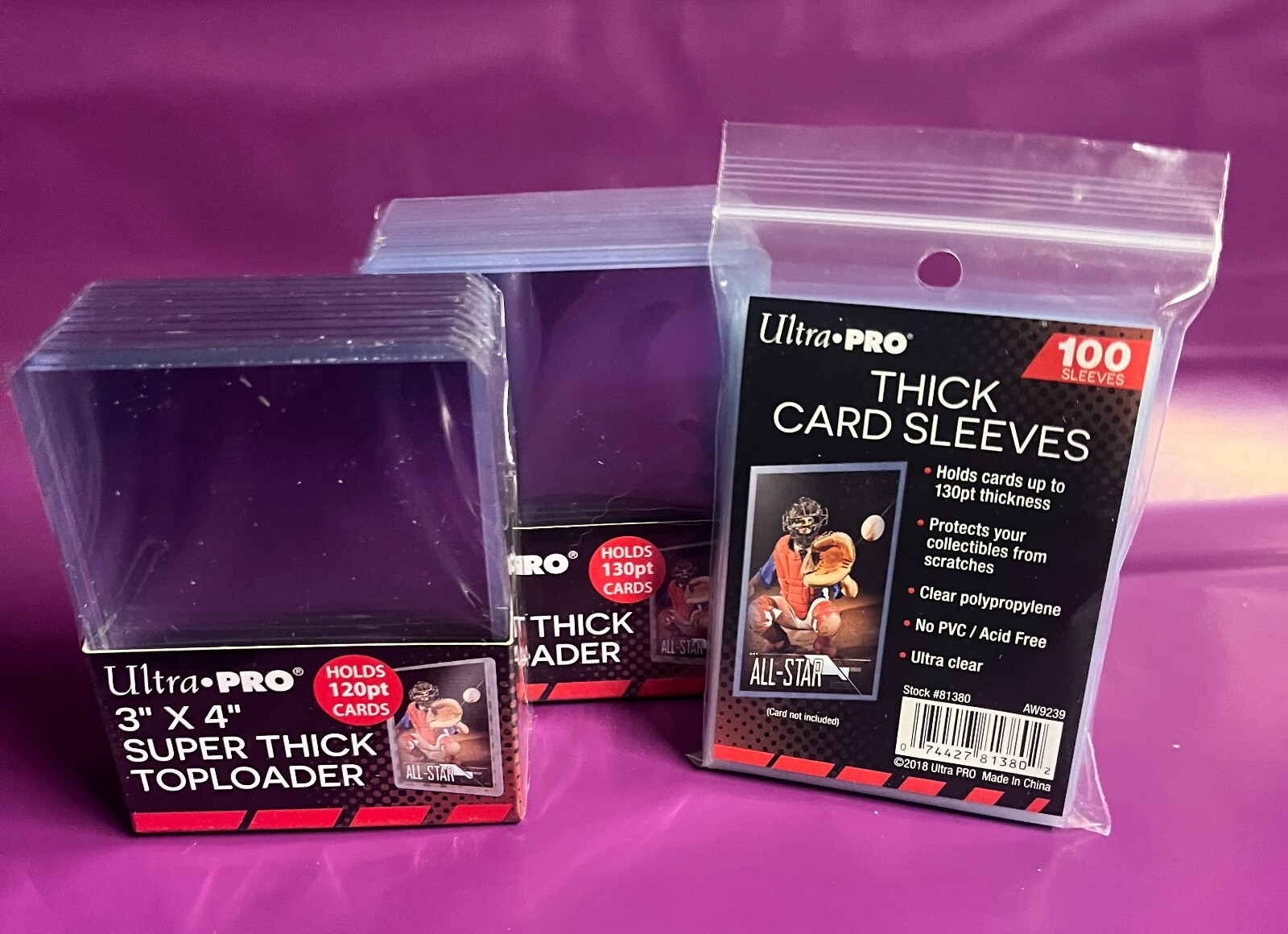 (10) Ultra PRO 130pt & (10) 120pt Toploaders – Top Loaders – & 100 Thick Sleeves