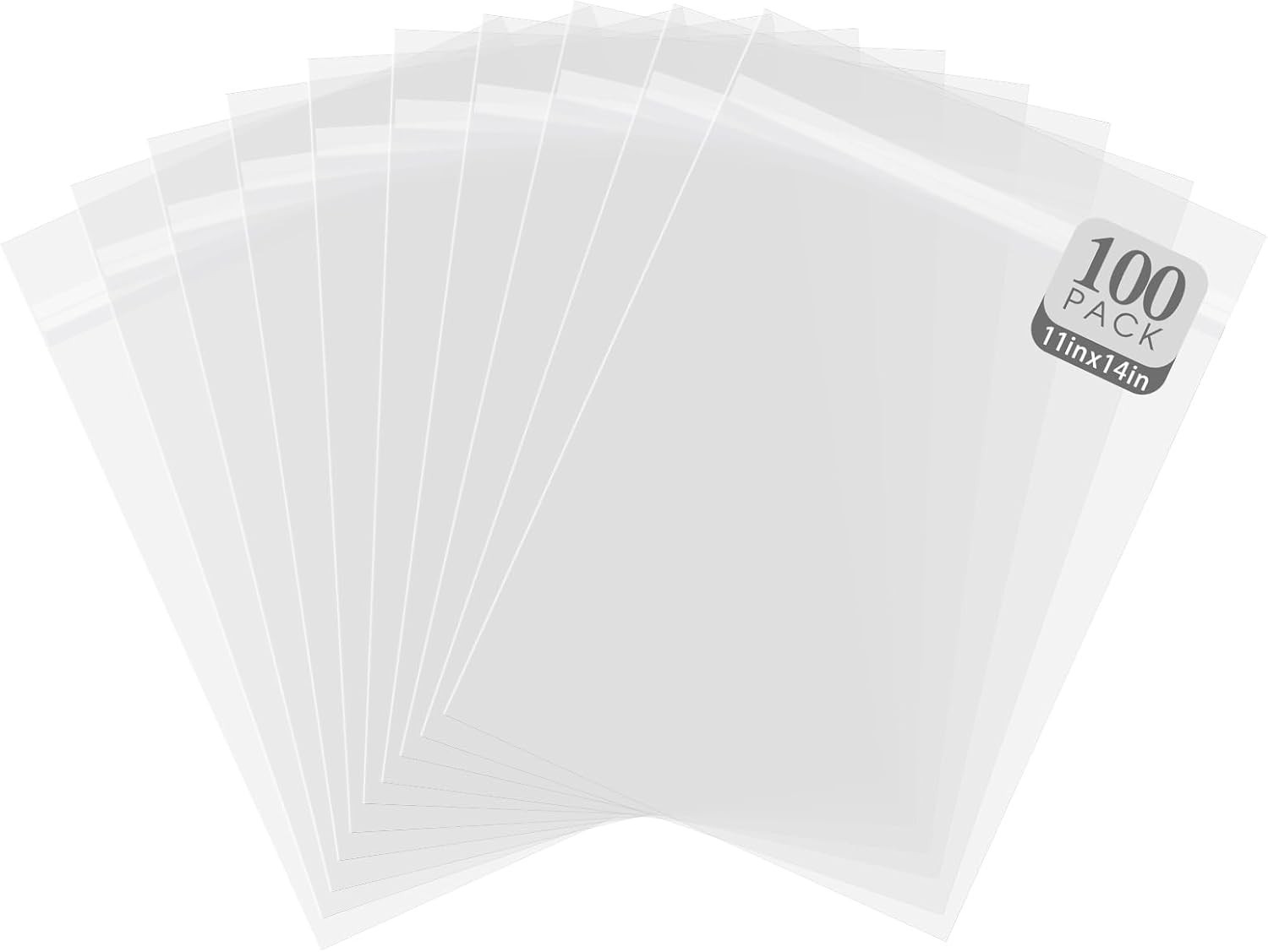 Pack of 100 11 1/4 x 14 1/8 Crystal Clear Storage Sleeves, Acid-Free Resealab…