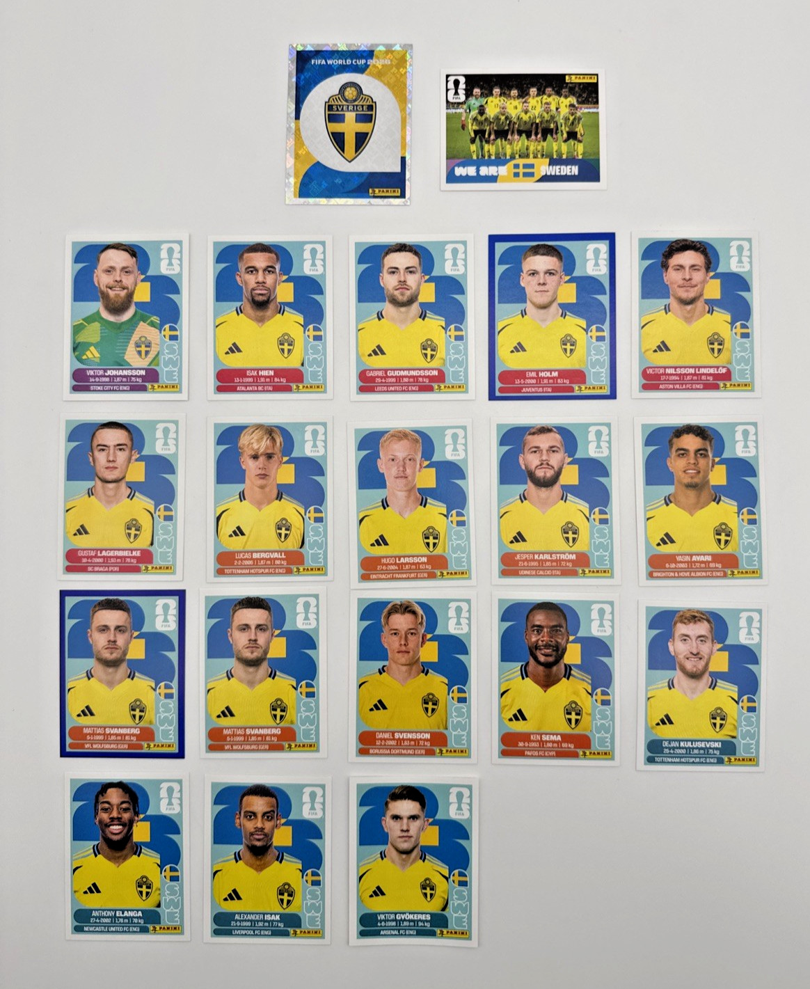 2026 100% Authentic Panini FIFA World Cup Sweden Stickers Pick Team Logo Players