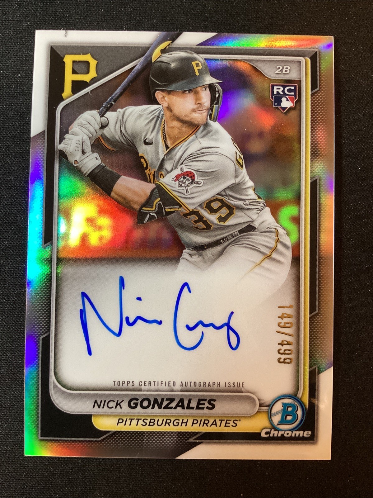 2024 Bowman Chrome Nick Gonzales Rookie Refractor Auto /499 – Pittsburgh Pirates