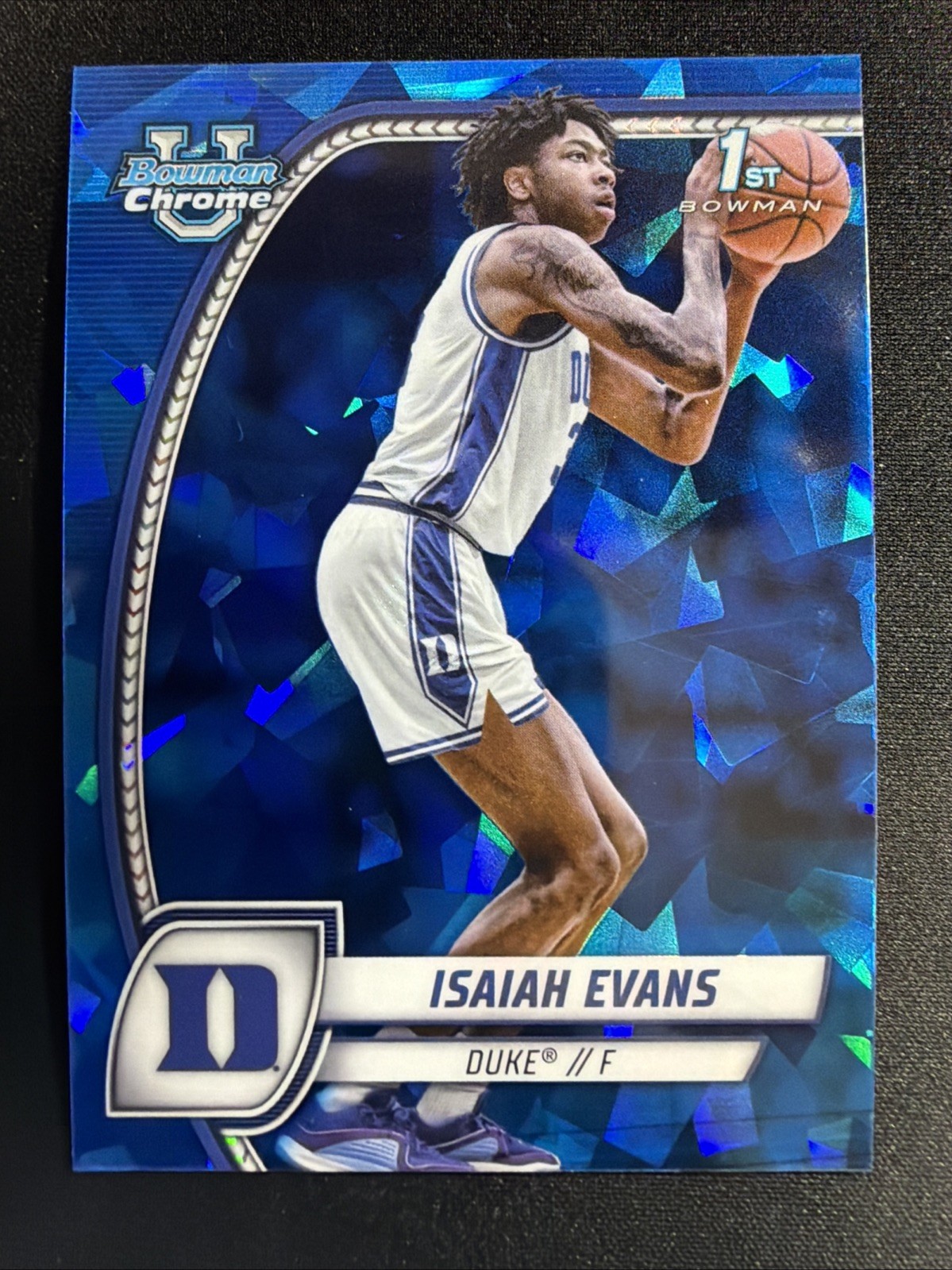 ISAIAH EVANS 2025-26 BOWMAN CHROME U BLUE SAPPHIRE 1ST ROOKIE