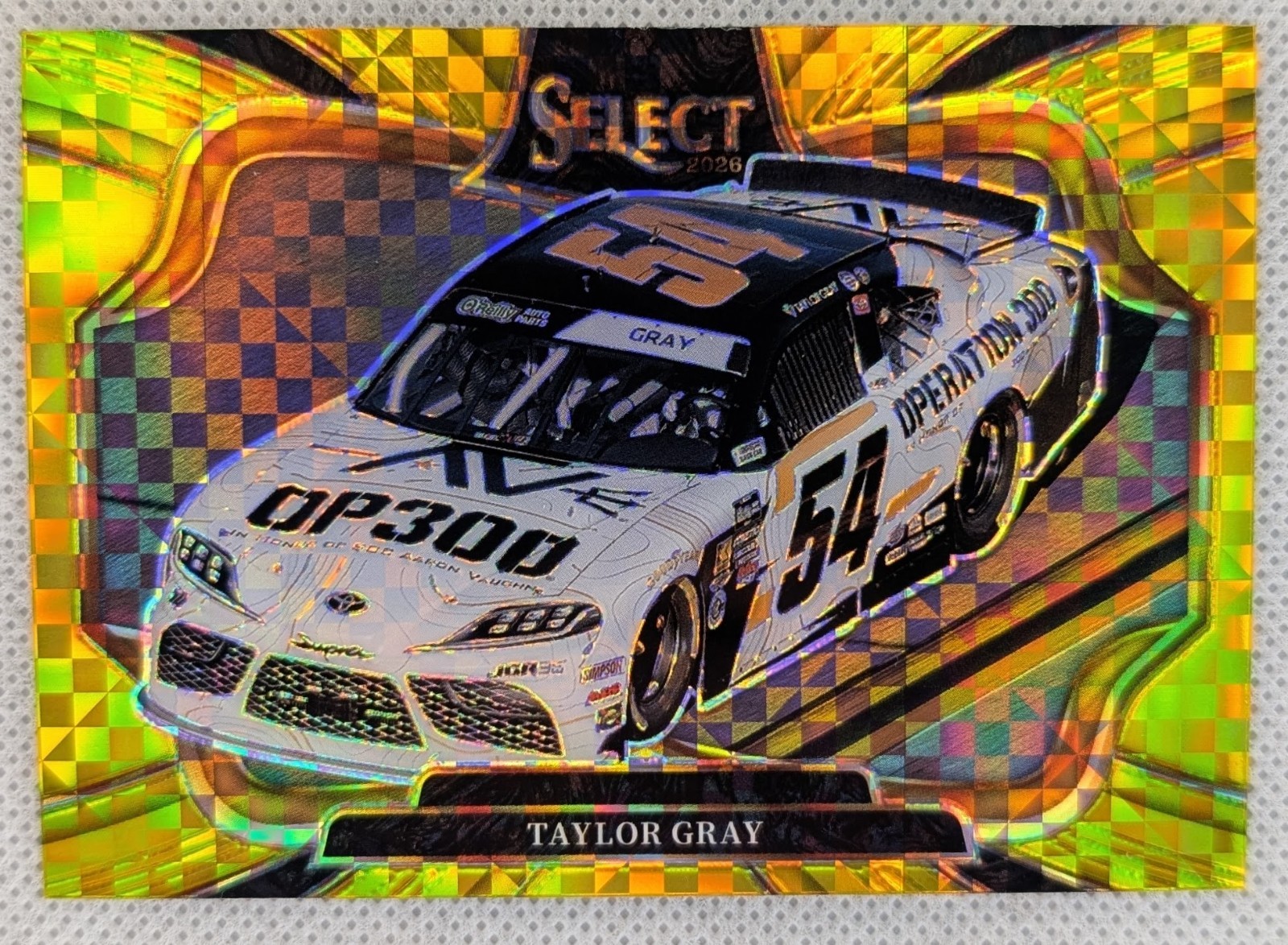 2026 Panini Select TAYLOR GRAY Rides FOTL Gold Power Plaid Prizm /13 NASCAR