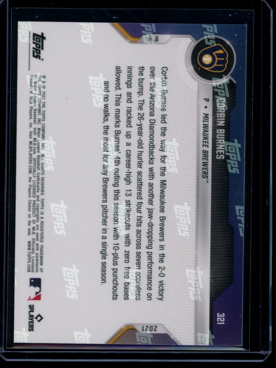 2021 Topps Now #321 Corbin Burnes Base Card