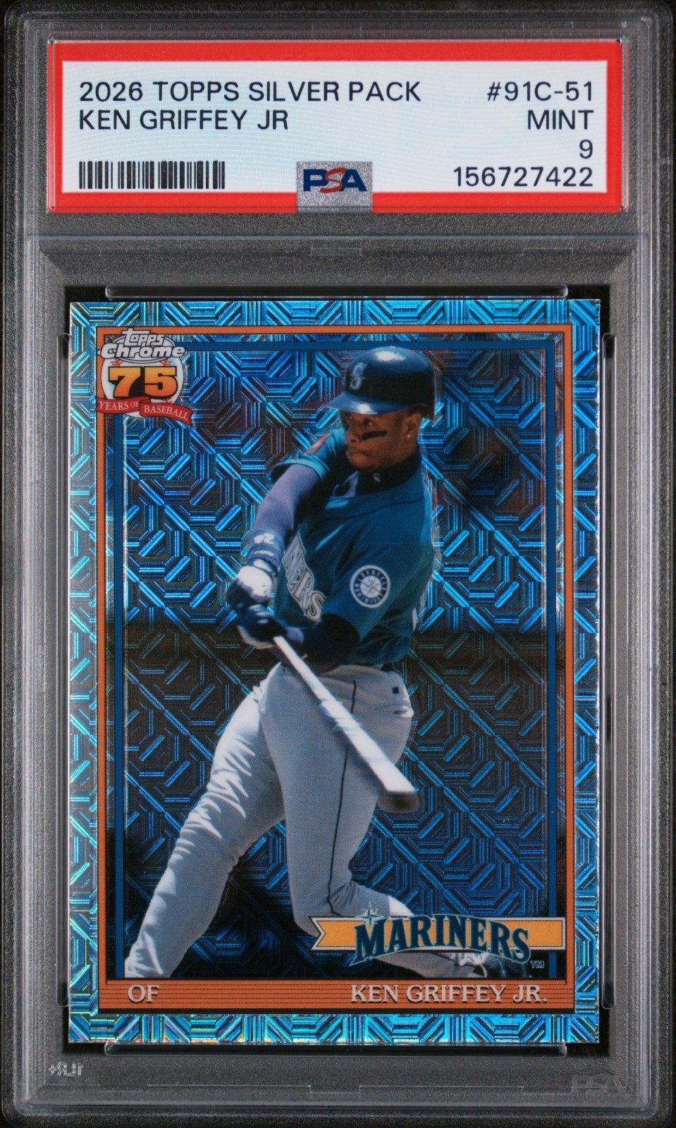 KEN GRIFFEY JR. MOJO CHROME 1991 #91C-51 2026 TOPPS SILVER PACK SERIES 1 PSA 9