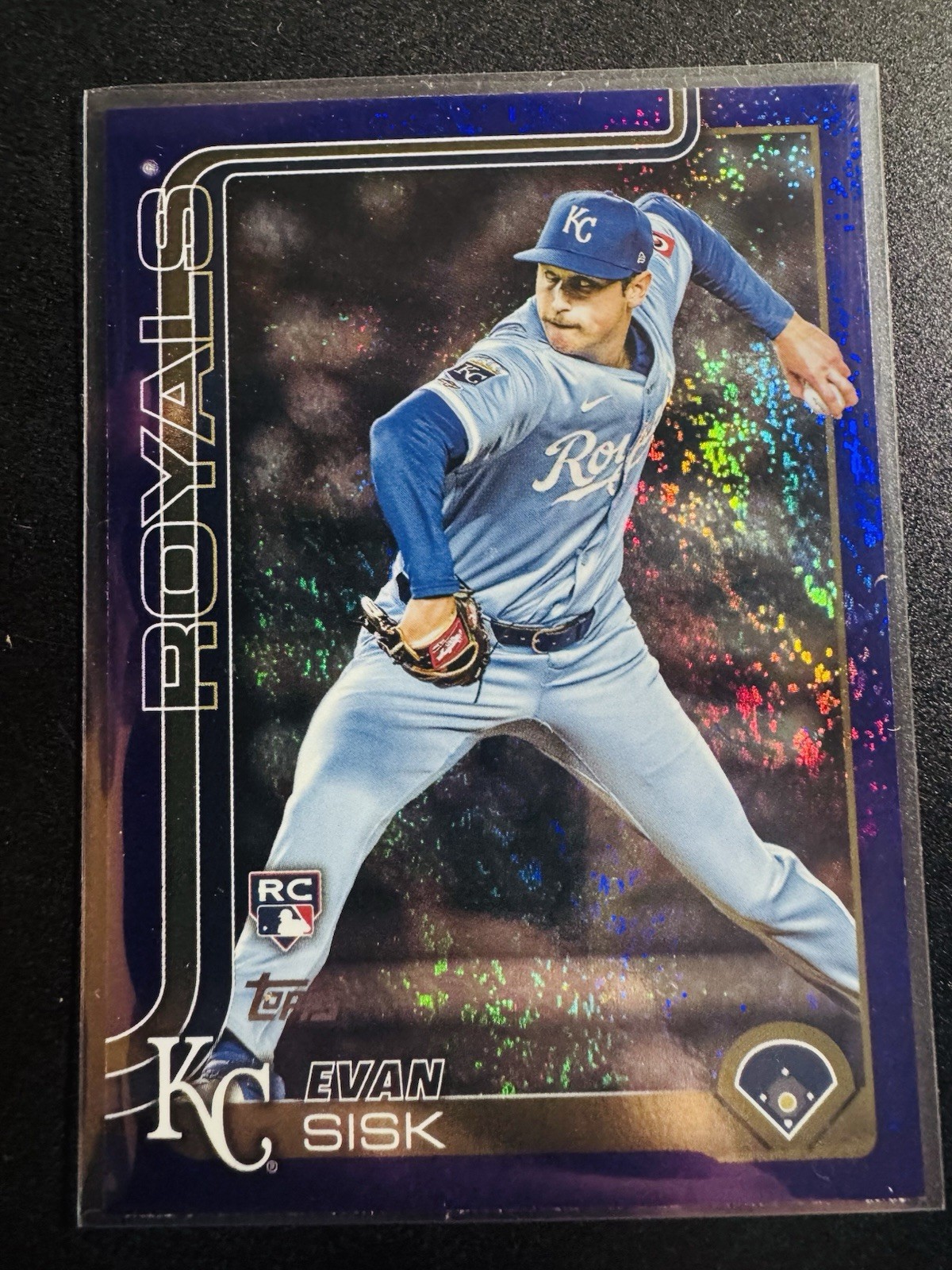 2025 Topps Update Series – Evan Sisk #US176 Purple Rainbow Foil /250 (RC)