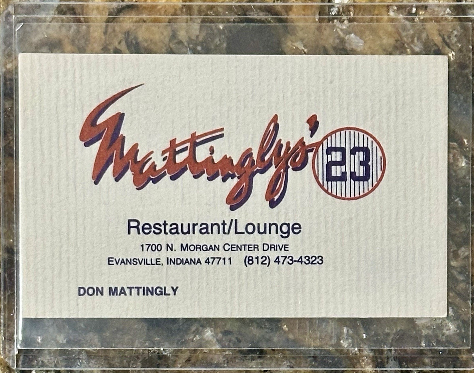 Don Mattingly Mattingly’s 23 Restaurant Original Authentic Business Card