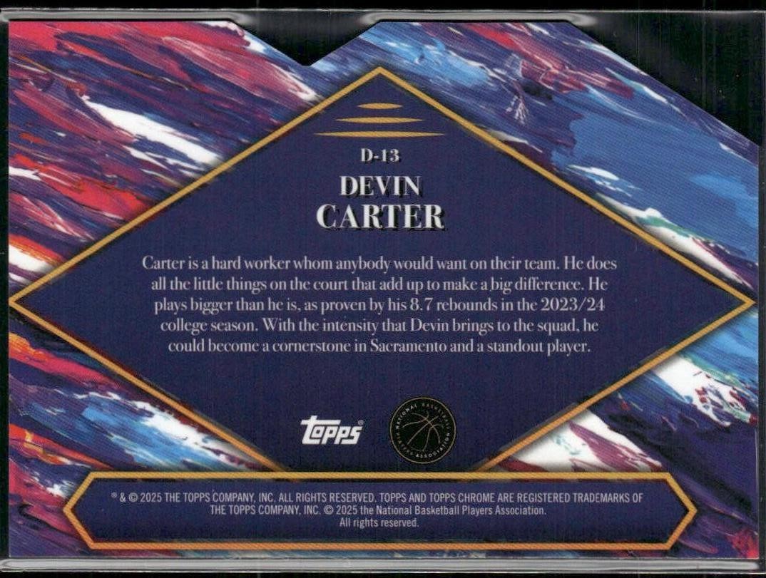 Devin Carter 2024-25 Finest #D-13 Debut Blue X-Fractor #/99 Kings