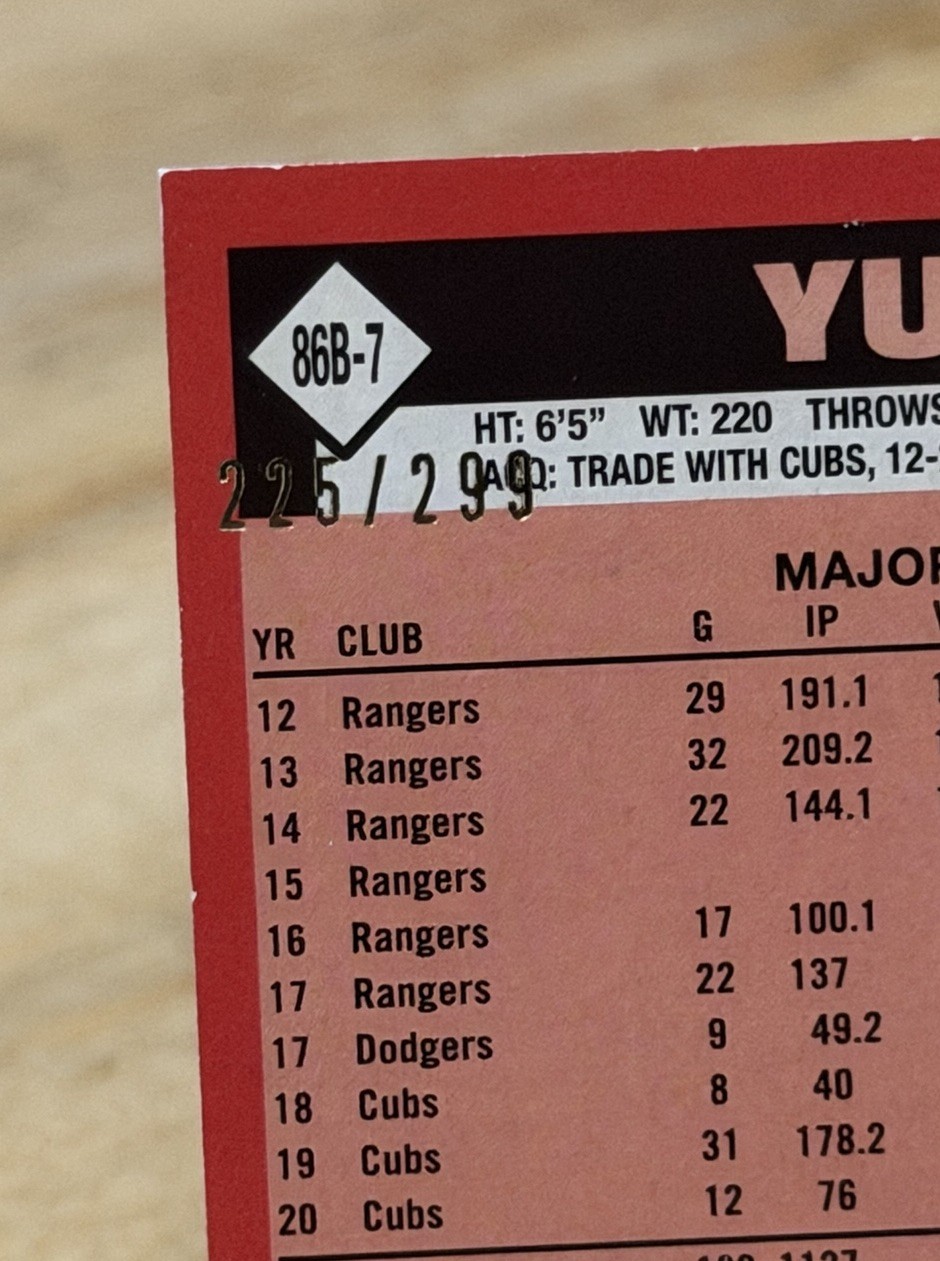 Yu Darvish /299 BLACK SP Parallel RETRO 1986 Throwback Insert San Diego Padres