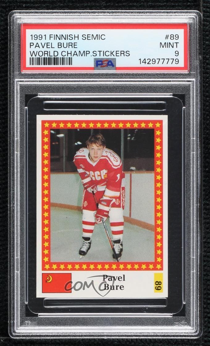 1991 Hockey World Championship Stickers Marabou Back Pavel Bure PSA 9 MINT 2em
