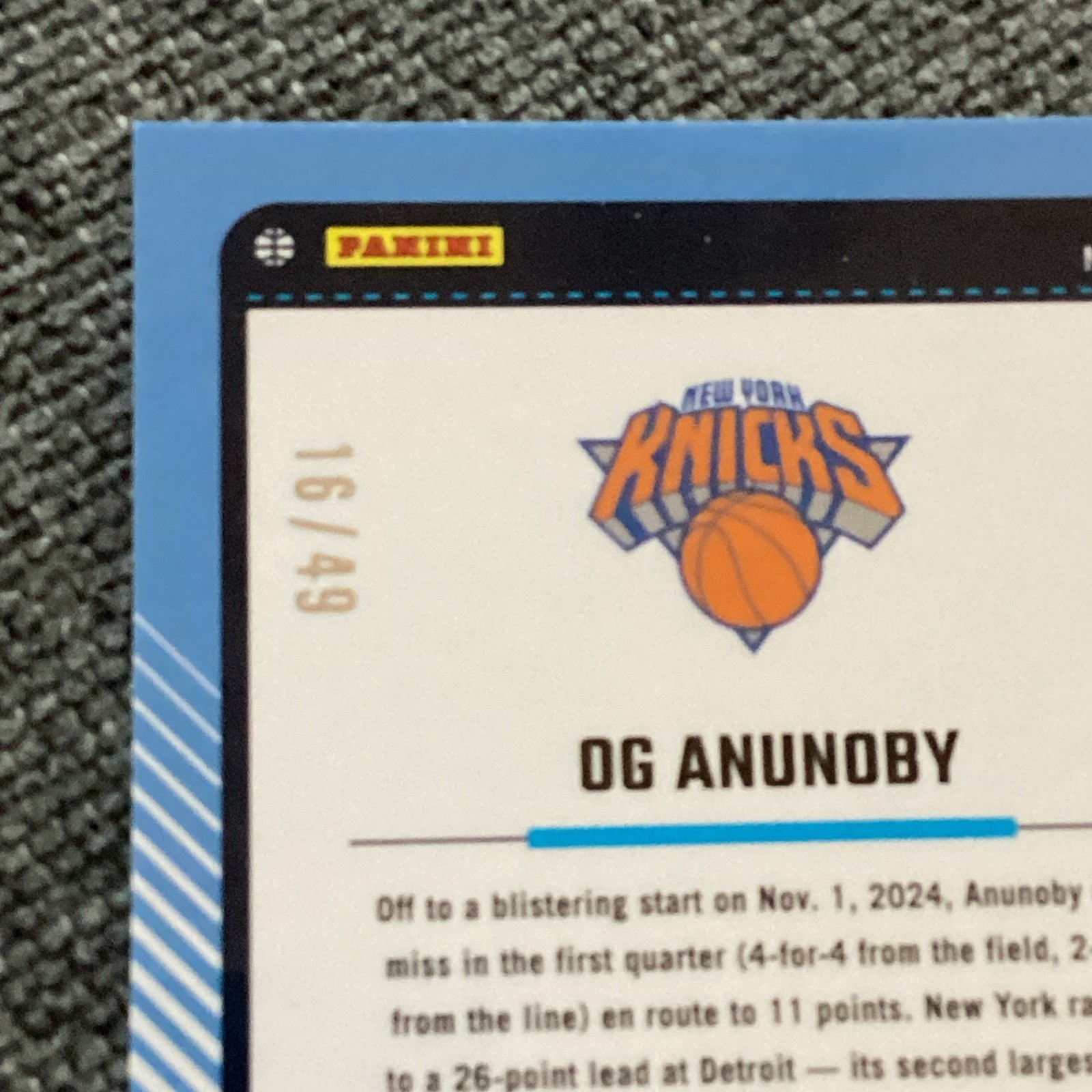 2024-25 Panini Donruss Optic – OG Anunoby #51 Blue Prizm /49