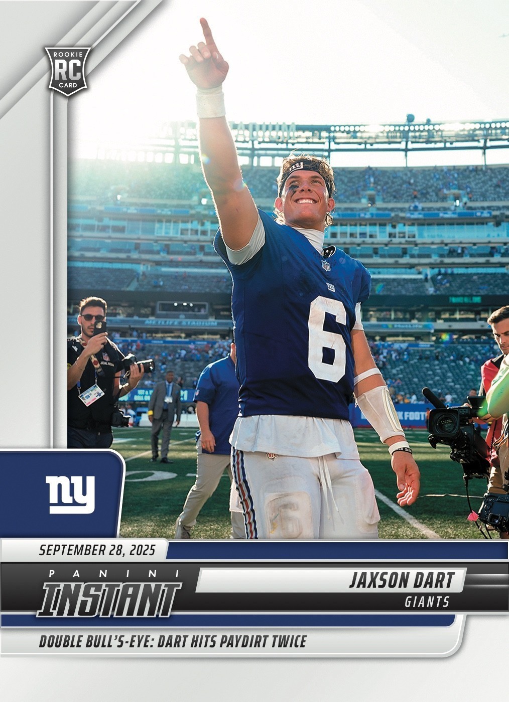 Jaxson Dart – 2025 Panini Instant NFL #105 – 1st NFL Start Rookie PRINT RUN 2163