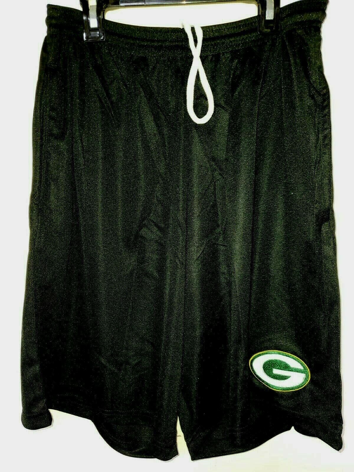 0725 Mens NFL GREEN BAY PACKERS Polyester SHORTS GOLD GREEN BLACK New