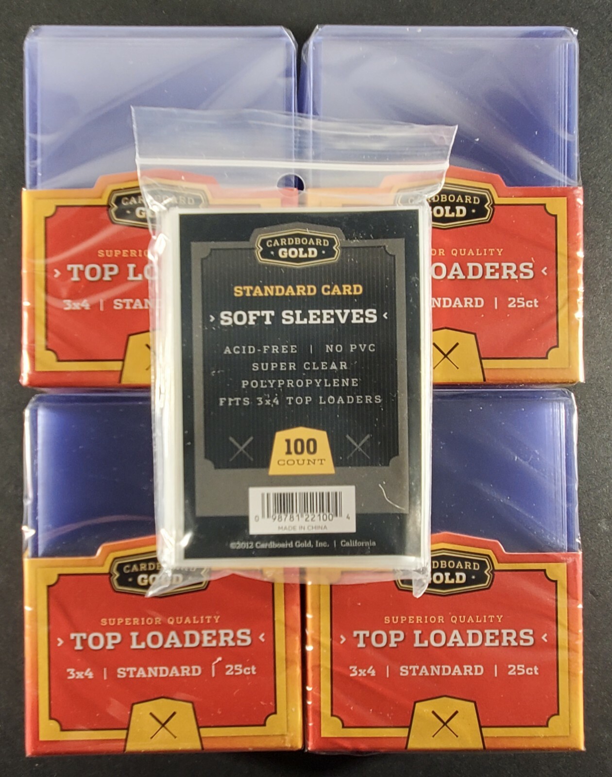 100 Top Loaders 3×4 Cardboard Gold Pro Toploaders + 100 Soft Sleeves Ultra BCW