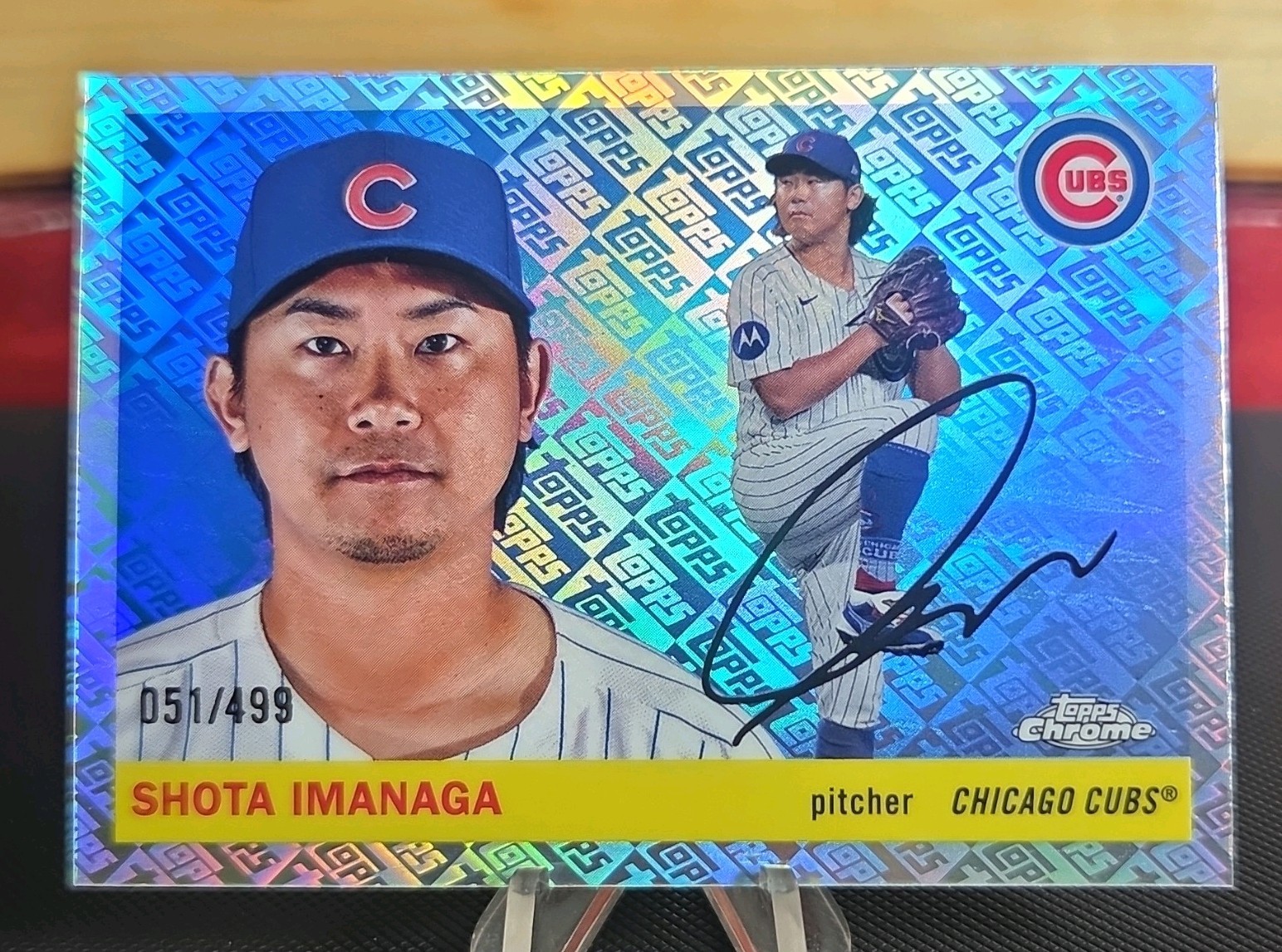Topps 2025 Chrome #7 Shota Imanaga Topps Logo Fractor 051 /499 Chicago Cubs MLB
