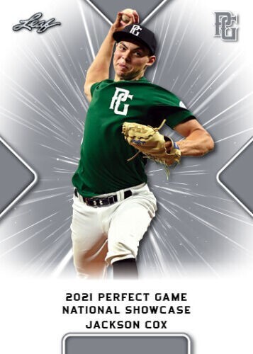 “MINT” JACKSON COX 2021 LEAF PERFECT GAME ALL-AMERICAN ROOKIE CARD #44
