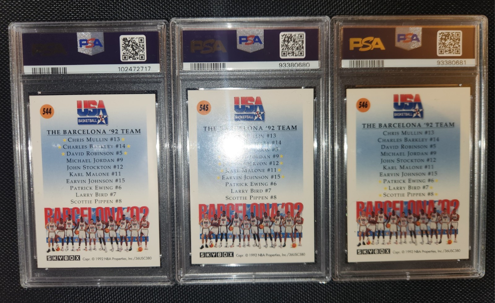 1991 Skybox Team USA 1, 2, 3 Set #544, 544, 546 Dream Team Jordan Bird Magic
