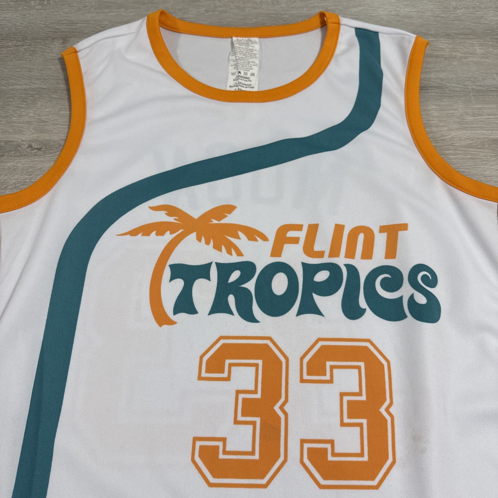 Flint Tropics Basketball Jersey Jackie Moon White Orange One Size Movie