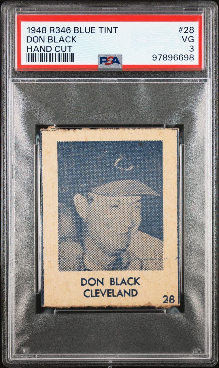 1948 R346 BLUE TINT Don Black PSA 3 VG (JUST GRADED) Hand Cut #28 Indians